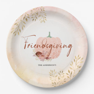 Friendsgiving Roos Gold Glitter Pumpkin Papieren Bordje
