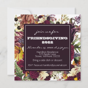 Friendsgiving Thanksgiving Dinner Autumn Florals Kaart