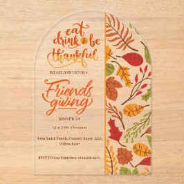 Friendsgiving Thanksgiving Dinner Orange Fall Fun Acryl Uitnodigingen
