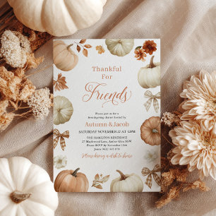 Friendsgiving Thanksgiving Dinner Pompoen Bows Kaart