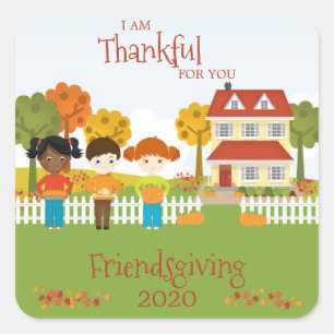 Friendsgiving Thanksgiving Feest Vierkante Sticker