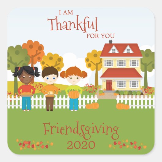 Friendsgiving Thanksgiving Feest Vierkante Sticker (Voorkant)
