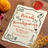 Friendsgiving Thanksgiving Hand getrokken Doodle Kaart