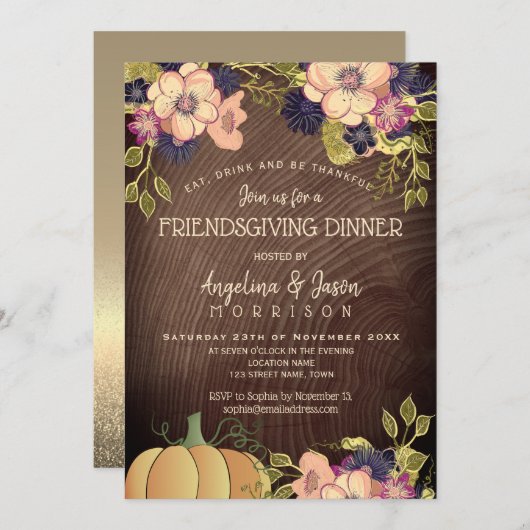 Friendsgiving Thanksgiving Kaart (Voorkant / Achterkant)