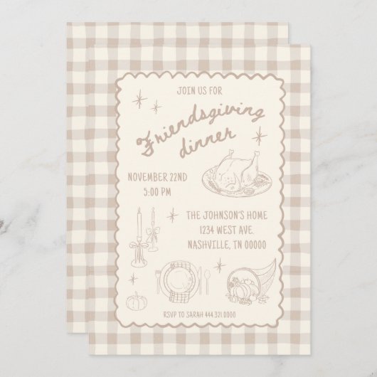 Friendsgiving Thanksgiving Neutraal esthetisch Kaart (Voorkant / Achterkant)