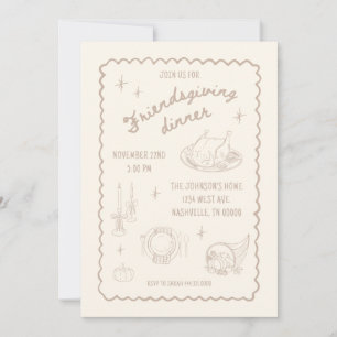 Friendsgiving Thanksgiving Neutraal esthetisch Kaart