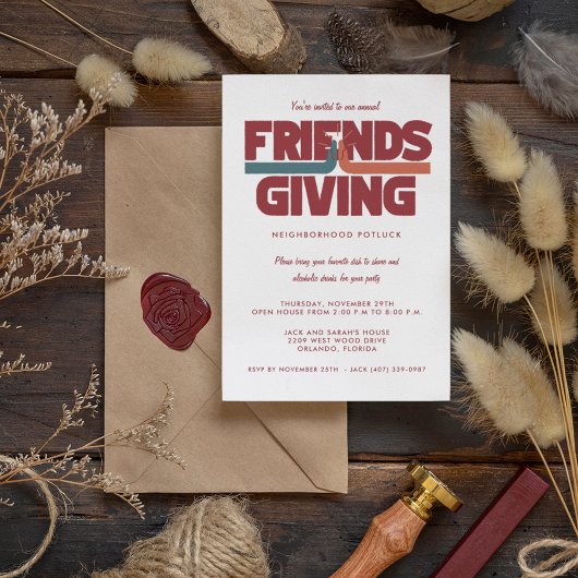Friendsgiving Thanksgiving Potluck Invitation Kaart