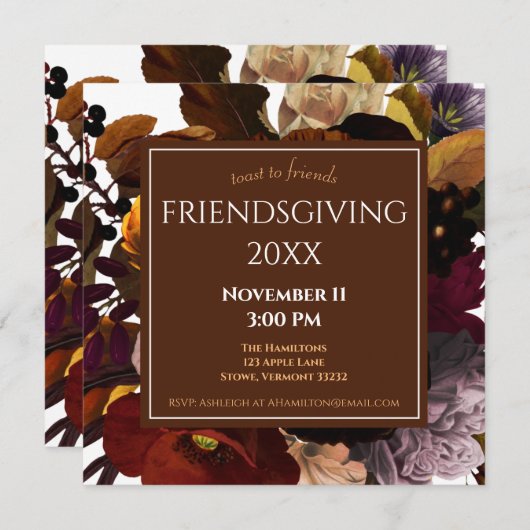 Friendsgiving Thanksgiving Uitnodiging (Voorkant / Achterkant)