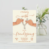 Friendsgiving Thanksgiving Wishbone Party Kaart (Staand voorkant)