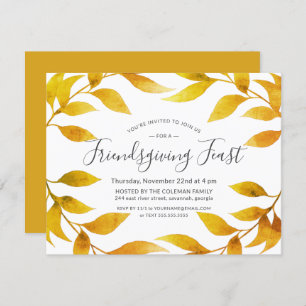 Friendsgiving Waterverf herfst Gold Willow Wreath Kaart