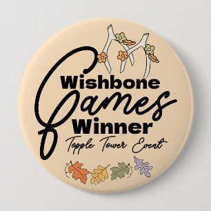 Friendsgiving Wishbone Games winnaar Knop Ronde Button 4,0 Cm