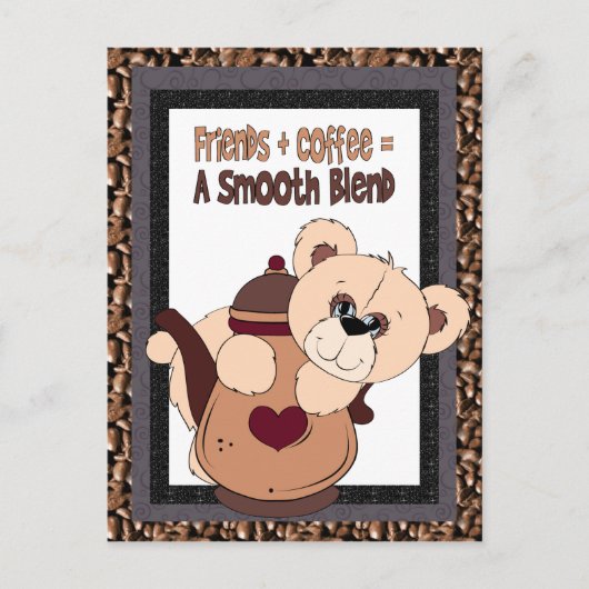 Friendship Bear fun Café carte postale (Devant)