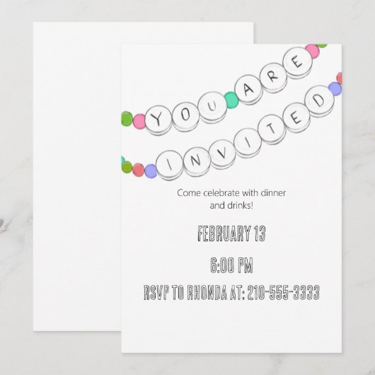 Friendship Bracelet Dames Night Invitation (Devant / Derrière)