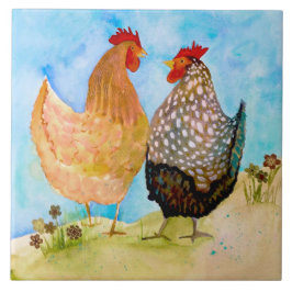 Friendship Hens Ceramic Kitchen Tile Tegeltje