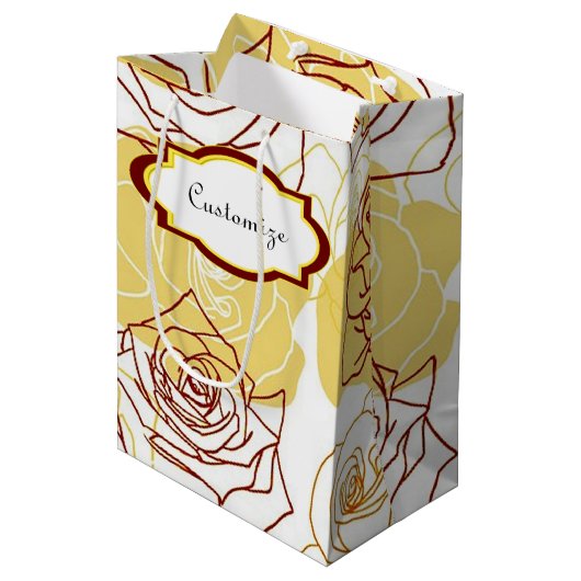 Friendship & Joy Yellow Roses Gift Bag Medium Cadeauzakje (Voorkant Gekanteld)