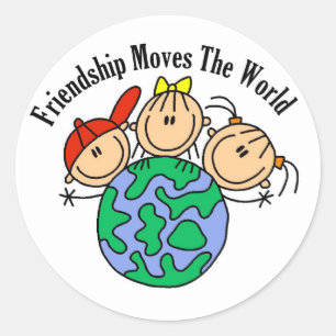 Friendship Moves the World T-shirts and Gifts Ronde Sticker