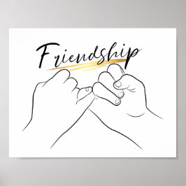 Friendship Pinky Promise Minimale Line Art Cute Poster