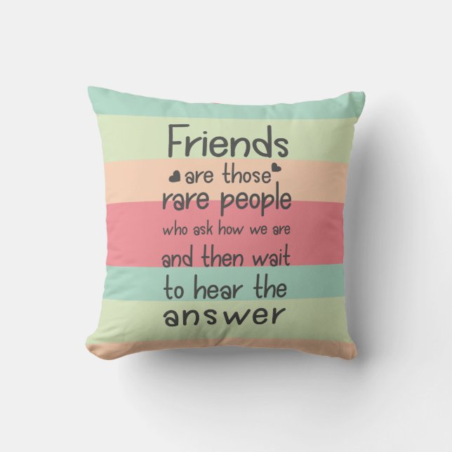 Friendship Quote Stripes Pastel Cute Friends zelde Kussen (Voorkant)