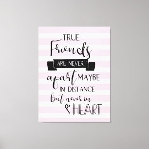 Friendship Quote typografie Nooit roze Canvas Afdruk