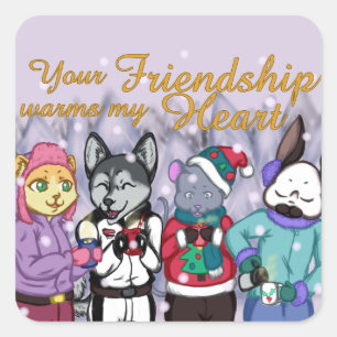 Friendship Warms the Heart Vierkante Sticker