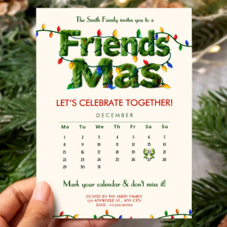 Friendsmas Christmas Party Calendar Winter Holiday Kaart