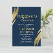 Friendsmas Dinner Uitnodigingen Navy Gold (Staand voorkant)