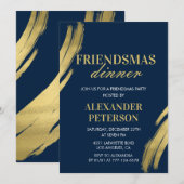 Friendsmas Dinner Uitnodigingen Navy Gold (Voorkant / Achterkant)