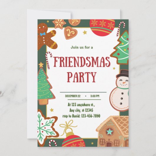Friendsmas Feest Digitale Uitnodiging, Kerstmis Kaart (Voorkant)