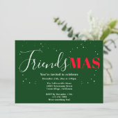Friendsmas Groen Rood Kerst Uitnodiging (Staand voorkant)