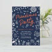 Friendsmas Party Uitnodiging, Hand getrokken Uitno Kaart (Staand voorkant)