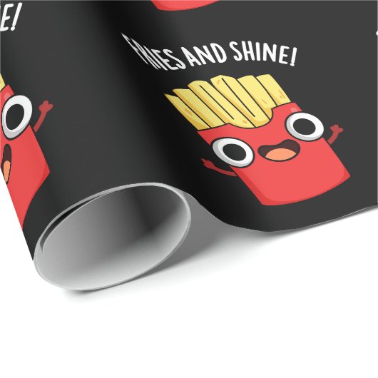 Fries En Shine Grappig Voedsel Puns Donker BG Cadeaupapier (Rol Hoek)