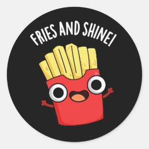 Fries En Shine Grappig Voedsel Puns Donker BG Ronde Sticker