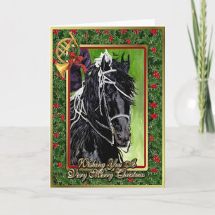 Friese Dressuurpaard Blank Kerst Kaart