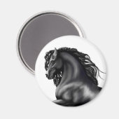 Friese hengst paard magneet (Voorkant / Achterkant)
