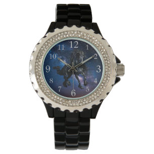 Friese hengst zwart paard sterrenhemel horloge