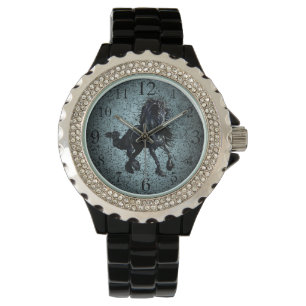 Friese hengst zwart paard zilveren gloed horloge