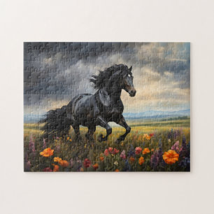 Friese paarden galopperen wilde bloemen legpuzzel