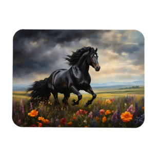 Friese paarden galopperen wilde bloemen magneet
