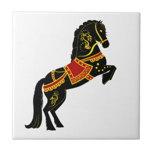 Friese Volkshengst/zwarte schoonheid, zwart paard Tegeltje