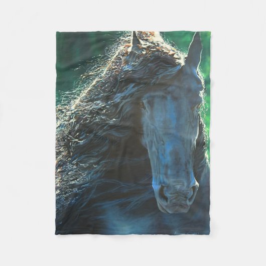Friese zwarte schoonheid paard hengst fleece deken (Voorkant)