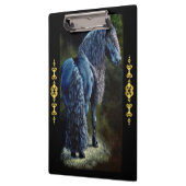 Friesiaanse hengst in spotlight, schilderij klembord (Links)