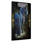 Friesiaanse hengst in spotlight, schilderij klembord (Rechts)