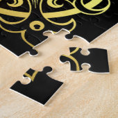 Friesiaanse hengst in spotlight, schilderij legpuzzel (Zijkant)