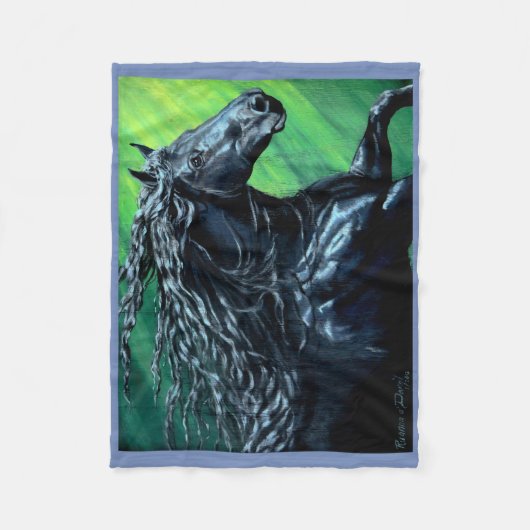Friesian, De zwarte schoonheid hengst, hardlopen Fleece Deken (Voorkant)