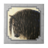 Friesian Draft Horse Silver Grey Tegeltje (Voorkant)