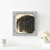 Friesian Draft Horse Silver Grey Vierkante Klok (Huis)