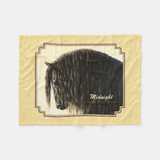 Friesian Draft Horse Yellow Fleece Deken (Voorkant (Horizontaal))