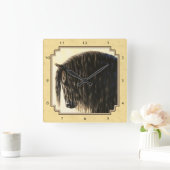 Friesian Draft Horse Yellow Vierkante Klok (Huis)