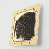 Friesian Draft Horse Yellow Vierkante Klok (Hoek)