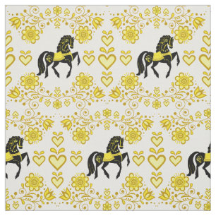 Friesian/Frisian Folk paard goud/zwart, harten, 4 Stof